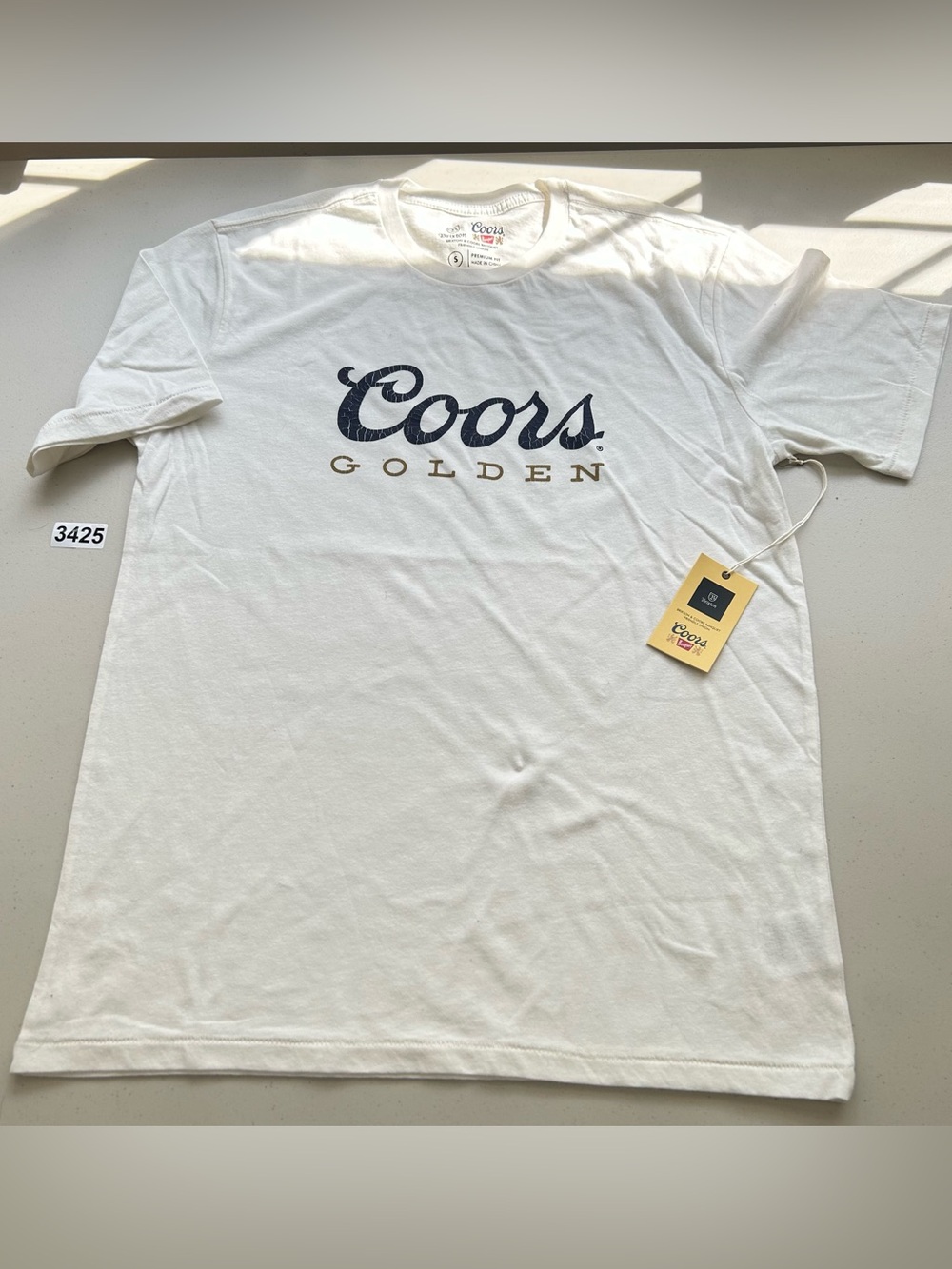 Brixton Coors T Shirt Small Off White Premium Fit New - Picture 1 of 7